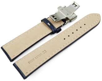 Boucle déployante papillon rembourrage épais croco navy bleu 18mm 20mm 22mm 24mm