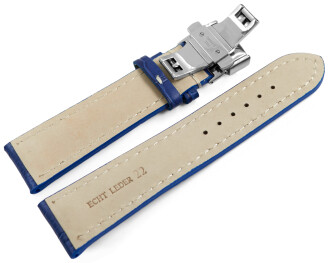 Boucle déployante papillon rembourrage épais croco bleu 18mm 20mm 22mm 24mm