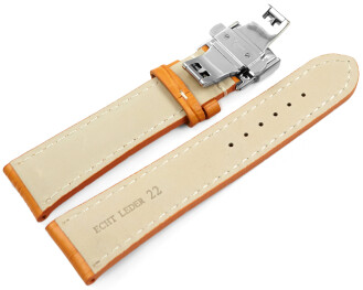 Boucle déployante papillon rembourrage épais croco orange 18mm 20mm 22mm 24mm