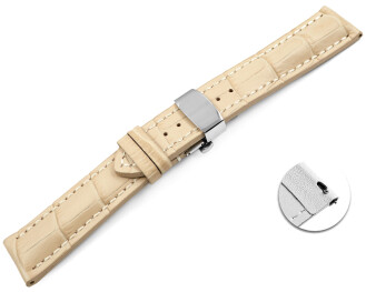 Bracelet montre échange rapide déployante papillon rembourrage épais croco beige 18mm 20mm 22mm 24mm