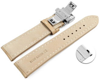 Bracelet montre échange rapide déployante papillon rembourrage épais croco beige 18mm 20mm 22mm 24mm