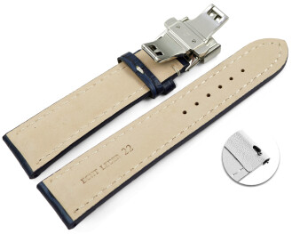 Bracelet montre échange rapide déployante papillon rembourrage épais croco navy bleu 18mm 20mm 22mm 24mm