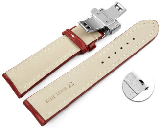 Bracelet montre échange rapide déployante papillon rembourrage épais croco rouge 18mm 20mm 22mm 24mm