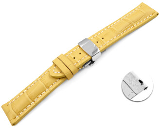 Bracelet montre échange rapide déployante papillon rembourrage épais croco jaune 18mm 20mm 22mm 24mm
