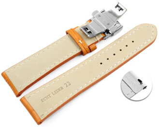 Bracelet montre échange rapide déployante papillon rembourrage épais croco orange 18mm 20mm 22mm 24mm