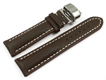 Boucle déployante papillon veau rembourrage épais lisse marron foncé 19mm 21mm 23mm