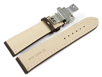 Boucle déployante papillon veau rembourrage épais lisse marron foncé 19mm 21mm 23mm