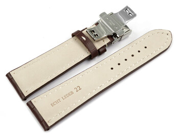 Boucle déployante papillon rembourrage épais croco marron foncé 19mm 21mm 23mm