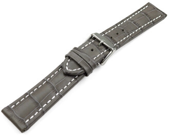 Bracelet montre cuir de veau grain croco gris 18mm 20mm 22mm 24mm 26mm 28mm