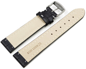 XL Bracelet montre cuir grain croco noir TiT 18mm 20mm 22mm 24mm 26mm 28mm