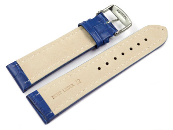 XL Bracelet montre cuir grain croco bleu TiT 18mm 20mm 22mm 24mm 26mm 28mm