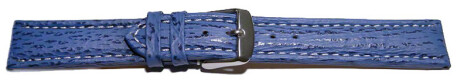 Bracelet de montre - requin véritable - bleu surpiqué 18mm 20mm 22mm 24mm