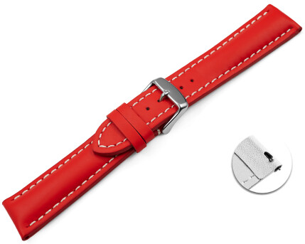 Bracelet montre dégagement rapide rembourrage épais lisse rouge surpiqué 18mm 20mm 22mm 24mm