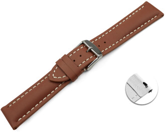 Bracelet montre dégagement rapide rembourrage épais lisse brun rouille surpiqué 18mm 20mm 22mm 24mm