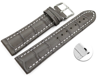 Bracelet montre échange rapide cuir de veau grain croco gris 18mm 20mm 22mm 24mm 26mm 28mm