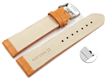 Bracelet montre échange rapide cuir de veau grain croco orange TiT 18mm 20mm 22mm 24mm 26mm 28mm