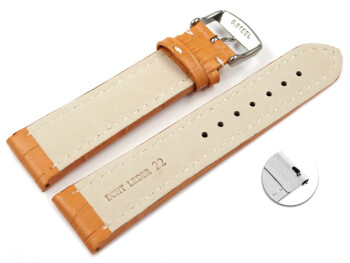 XL Bracelet montre échange rapide cuir grain croco orange surpiqué