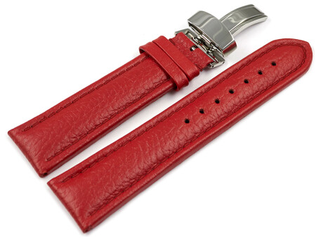 XL Bracelet de montre cuir de veau grainé rouge...