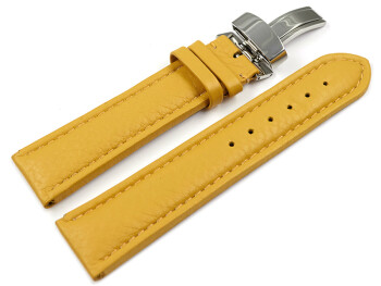 XL Bracelet de montre cuir de veau grainé jaune TiT 18mm 20mm 22mm 24mm