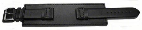 Bracelet de montre en veau - avec plaque amricaine - noir