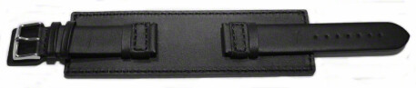 Bracelet de montre en veau - avec plaque américaine - noir