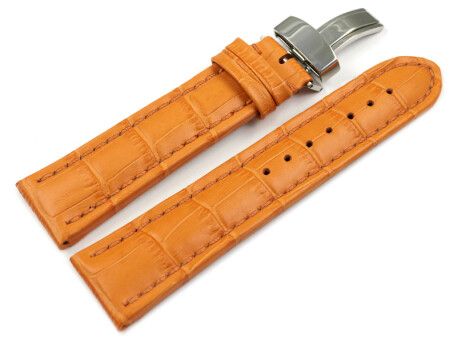 Bracelet montre cuir de veau grain croco orange TiT 18mm...