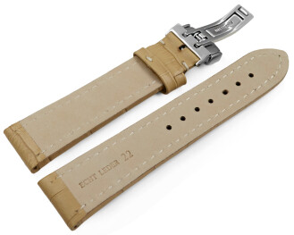 Bracelet montre cuir de veau grain croco sable 18mm 20mm 22mm 24mm