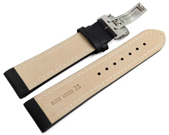 XL Bracelet de montre cuir de veau lisse noir TiT 18mm...