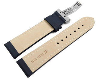 XL Bracelet de montre cuir de veau lisse bleu...