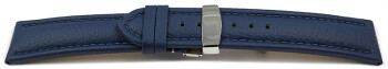 XL Bracelet montre échange rapide déployante cuir grainé bleu TiT 18mm 20mm 22mm 24mm
