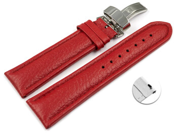 XL Bracelet montre échange rapide déployante cuir grainé rouge TiT 18mm 20mm 22mm 24mm