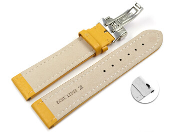 XL Bracelet montre échange rapide déployante cuir grainé jaune TiT 18mm 20mm 22mm 24mm