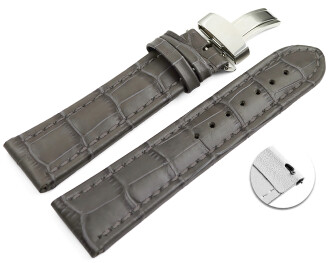 Bracelet montre échange rapide déployante cuir grain croco gris TiT 18mm 20mm 22mm 24mm