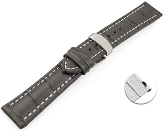 Bracelet montre échange rapide déployante cuir grain croco gris 18mm 20mm 22mm 24mm