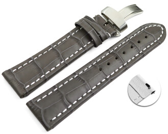 Bracelet montre échange rapide déployante cuir grain croco gris 18mm 20mm 22mm 24mm