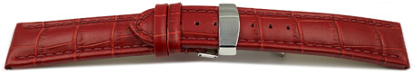 Bracelet montre échange rapide déployante cuir grain croco rouge TiT 18mm 20mm 22mm 24mm