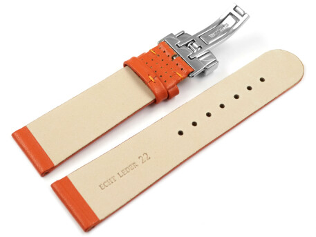 Bracelet de montre - cuir de veau - dessin perforé - orange