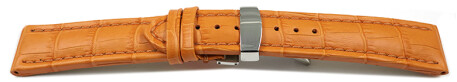 XL Bracelet montre échange rapide déployante cuir grain croco orange TiT 18mm 20mm 22mm 24mm