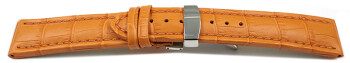 XL Bracelet montre échange rapide déployante cuir grain croco orange TiT 18mm 20mm 22mm 24mm