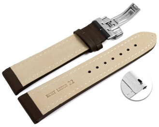 XL Bracelet montre échange rapide déployante cuir lisse brun foncé TiT 18mm 20mm 22mm 24mm