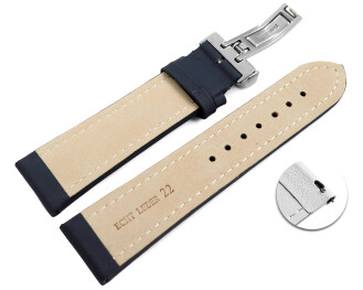 XL Bracelet montre échange rapide déployante cuir lisse bleu foncé TiT 18mm 20mm 22mm 24mm