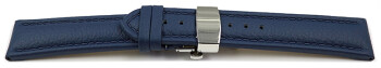 XL Bracelet montre déployante papillon cuir grainé bleu TiT 18mm 20mm 22mm 24mm 26mm 28mm