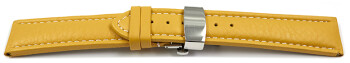XL Bracelet montre déployante papillon cuir grainé jaune 18mm 20mm 22mm 24mm 26mm 28mm