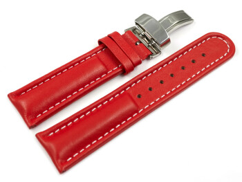 Bracelet de montre - cuir de veau lisse - rouge