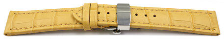 Bracelet montre déployante papillon cuir jaune TiT 18mm 20mm 22mm 24mm 26mm 28mm