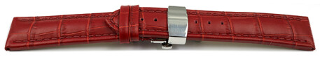 Bracelet montre déployante papillon cuir rouge TiT 18mm 20mm 22mm 24mm 26mm 28mm