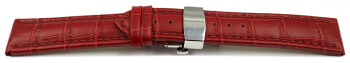 Bracelet montre déployante papillon cuir grain croco rouge TiT 18mm 20mm 22mm 24mm 26mm 28mm