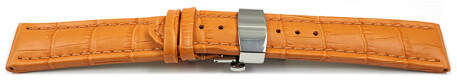 Bracelet montre déployante papillon cuir grain croco orange TiT 18mm 20mm 22mm 24mm 26mm 28mm