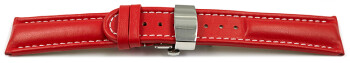 Boucle dployante papillon - cuir de veau - lisse - rouge
