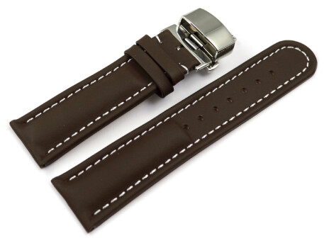 Boucle dployante papillon - cuir de veau - lisse - marron fonc